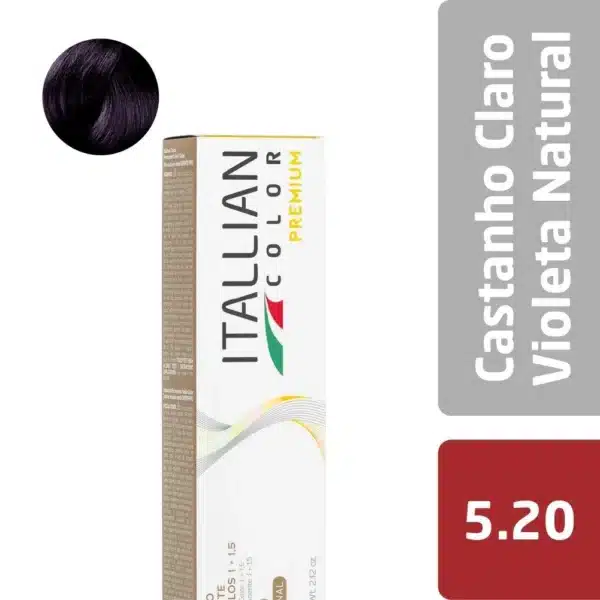 Coloração  Itallian Color Premium 60G Castanho Claro  Violeta Natural 5.20