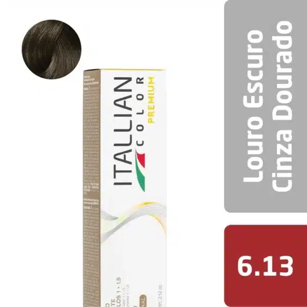Coloração  Itallian Color Premium 60G Louro Escuro Cinza Dourado 6.13