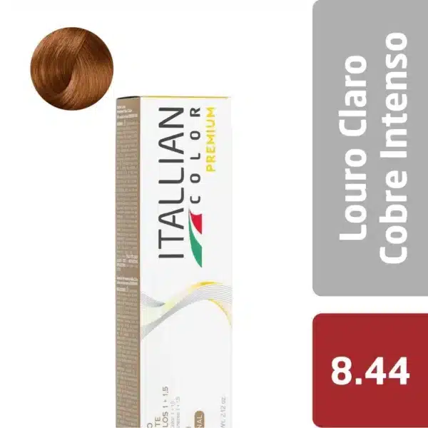 Coloração  Itallian Color Premium 60G Louro Claro Cobre Intenso  8.44