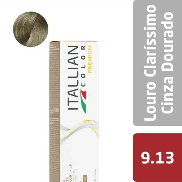 Coloração  Itallian Color Premium 60G Louro Claríssimo Cinza Dourado 9.13