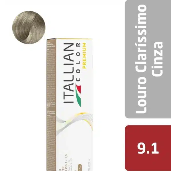 Coloração  Itallian Color Premium 60G Louro Claríssimo Cinza 9.1
